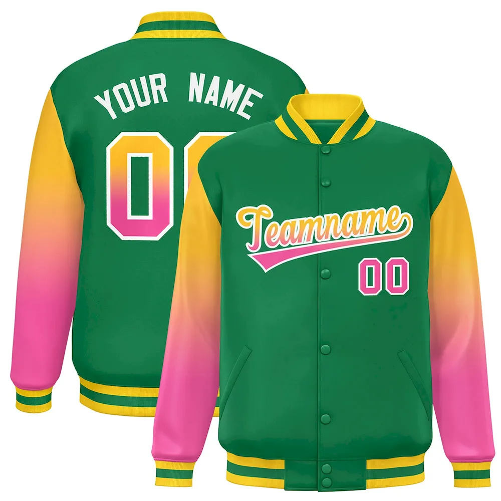 Custom Royal White-Powder Blue Varsity Full-Zip Letterman Bomber Jacket