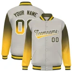 Custom Khaki Green Varsity Full-Snap Letterman Gradient Jacket Hoodie