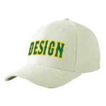 Custom Cream Kelly Green-Gold Curved Eaves Sport Design Baseball Cap