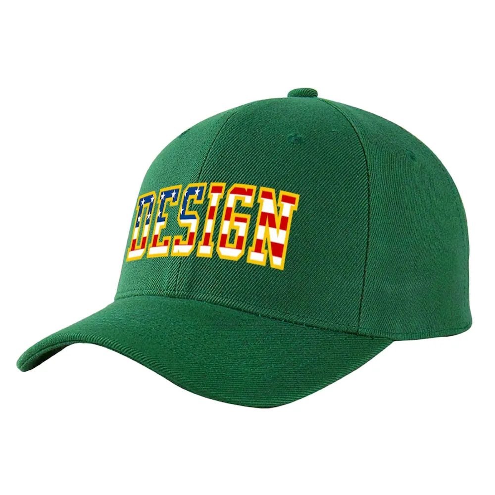 Custom Green White-Kelly Green Curved Eaves Sport Design Baseball Cap