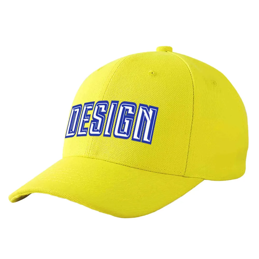 Custom Yellow Red-White Curved Eaves Sport Design Baseball Cap
