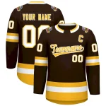 Custom Brown Gold-White Classic Style Hockey Jersey