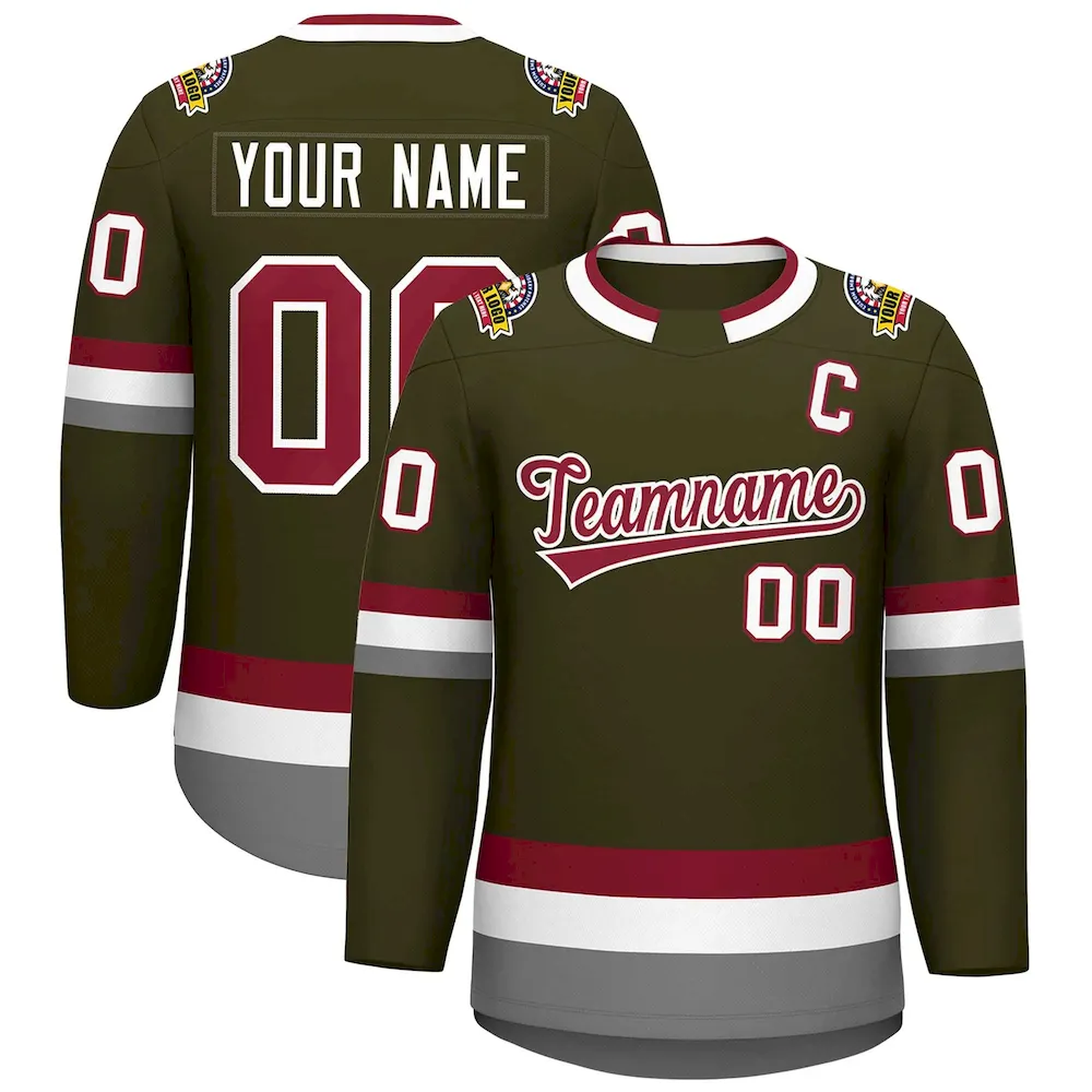 Custom Kelly Green Gold-White Classic Style Hockey Jersey