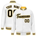 Custom White Black-Gold Classic Style Varsity Full-Snap Letterman Jacket