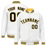 Custom White Black-Gold Classic Style Varsity Full-Snap Letterman Jacket