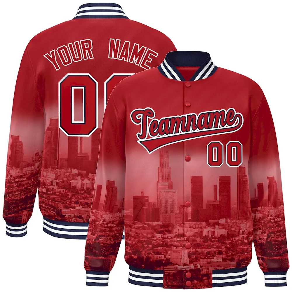 Custom Orange Navy-White Varsity Full-Snap Letterman Classic Jacket Hoodie