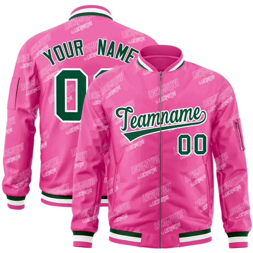 Custom Kelly Green Red-Gold Varsity Full-Snap Letterman Classic Jacket Hoodie