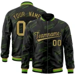 Custom Black Desert Yellow Letter Full-Zip Varsity Bomber Jacket