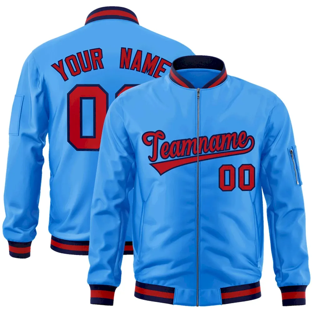 Custom Gray Navy Varsity Full-Zip Letterman Classic Jacket Hoodie