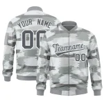Custom Navy Gray Varsity Full-Zip Letterman Classic Jacket Hoodie