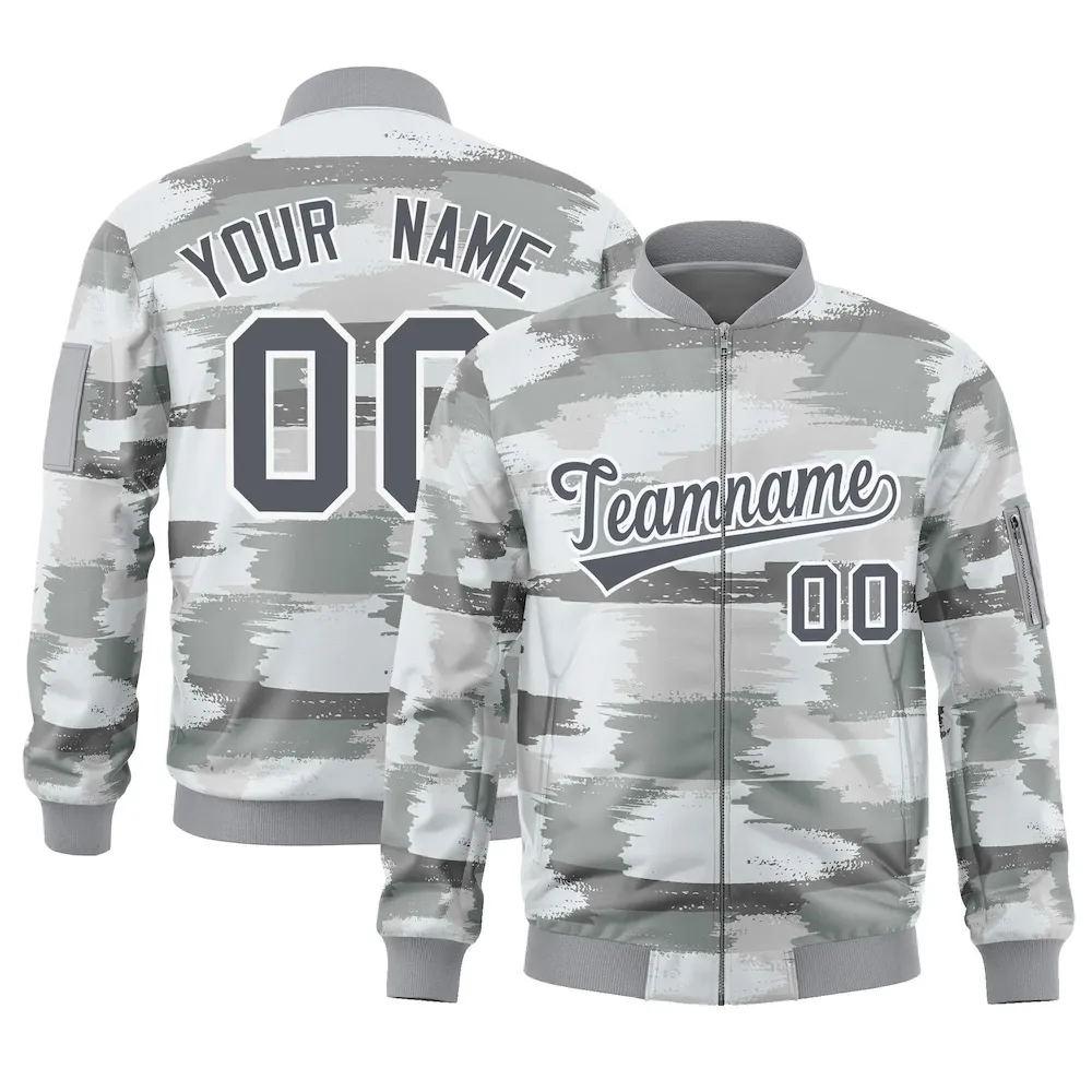 Custom Navy Gray Varsity Full-Zip Letterman Classic Jacket Hoodie