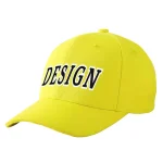 Custom Yellow Black-White Curved Eaves Sport Design Baseball Cap