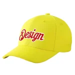 Custom Yellow Black-White Curved Eaves Sport Design Baseball Cap