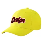Custom Yellow Aqua-White Curved Eaves Sport Design Baseball Cap