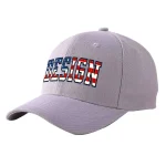 Custom Gray Vintage USA Flag-Gold Curved Eaves Sport Design Baseball Cap
