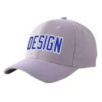 Custom Gray Royal-White Curved Eaves Sport Design Baseball Cap