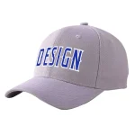 Custom Gray White-Red Curved Eaves Sport Design Baseball Cap