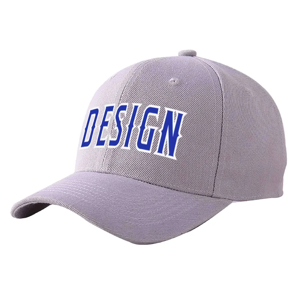 Custom Gray White-Red Curved Eaves Sport Design Baseball Cap