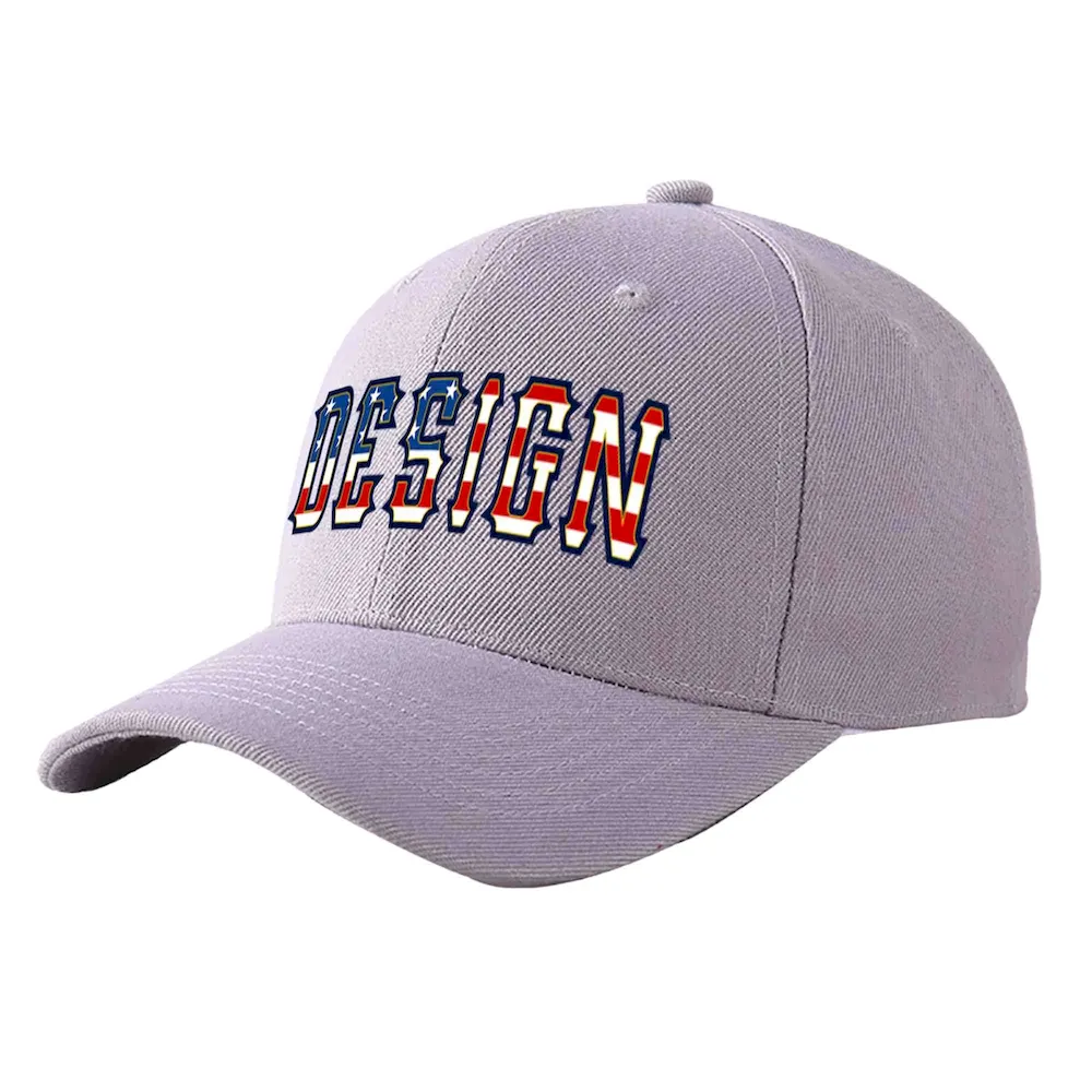 Custom Gray White-Black Curved Eaves Sport Design Baseball Cap