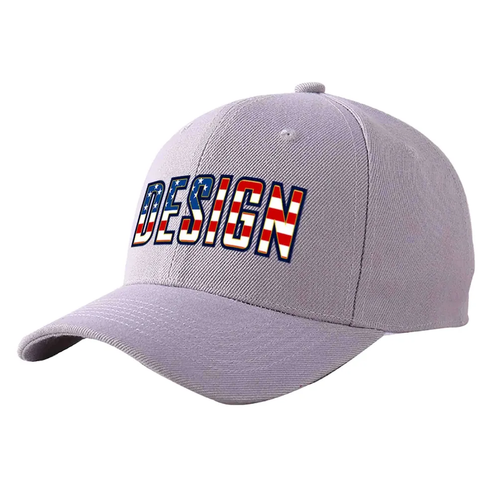 Custom Gray White-Black Curved Eaves Sport Design Baseball Cap