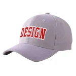 Custom Gray Vintage USA Flag-Gold Curved Eaves Sport Design Baseball Cap
