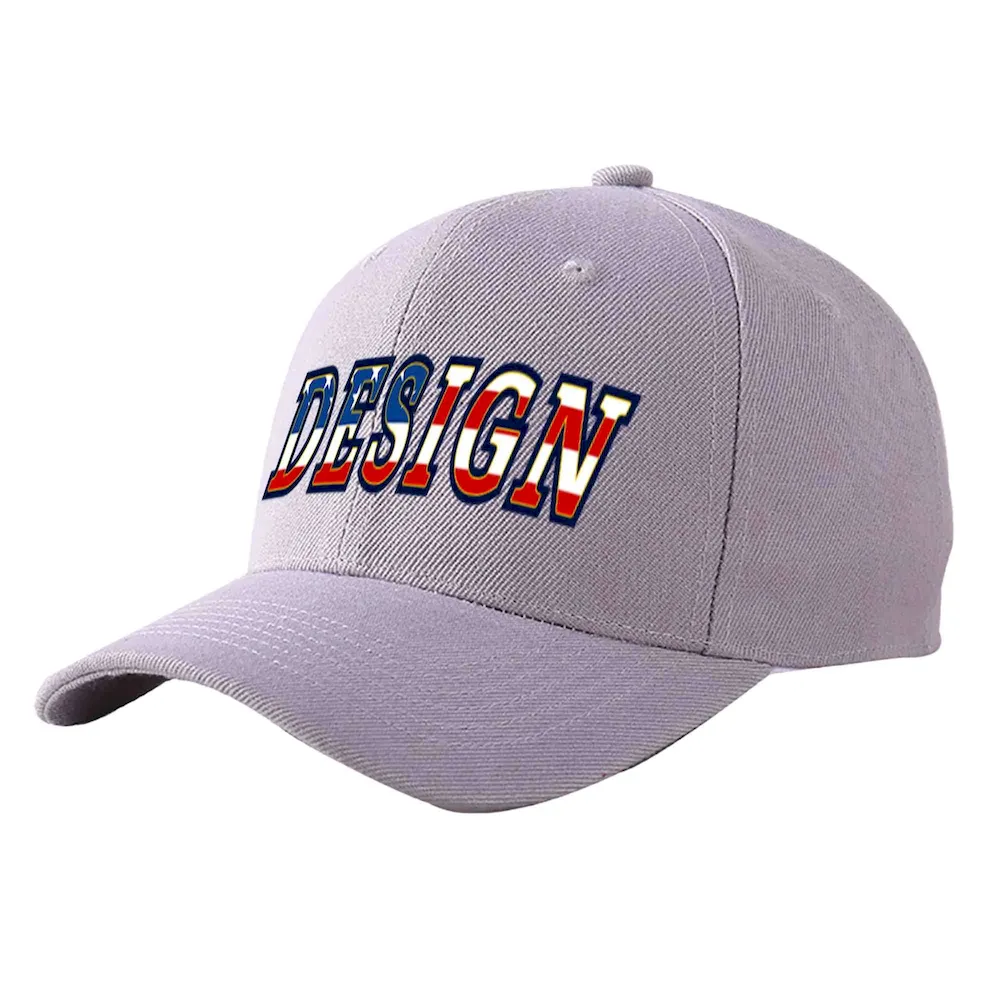Custom Gray White-Black Curved Eaves Sport Design Baseball Cap