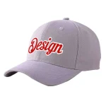 Custom Gray Vintage USA Flag-Gold Curved Eaves Sport Design Baseball Cap