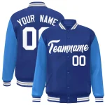 Custom Royal Red-Royal Raglan Sleeves Varsity Full-Snap Letterman Jacket