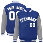 Custom Royal White-Royal Raglan Sleeves Varsity Full-Snap Letterman Jacket