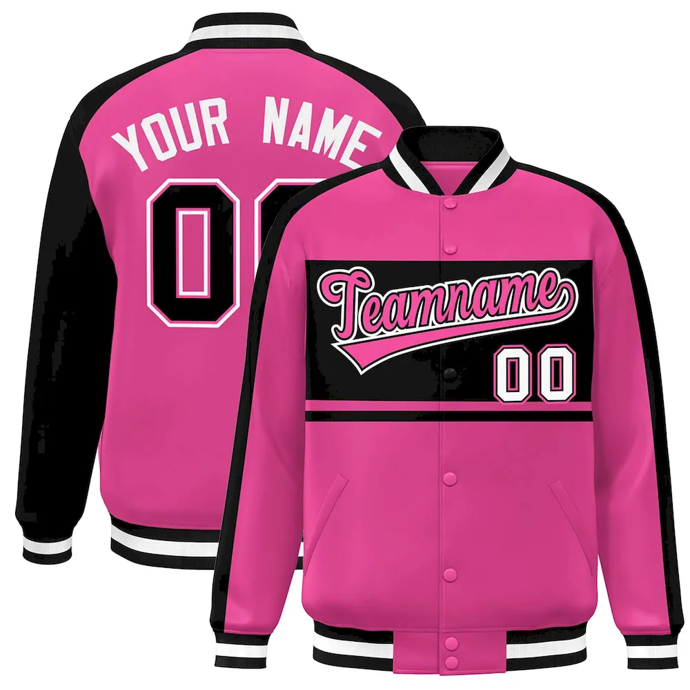 Custom Gold Black-White Color Block Bomber Varsity Baseball Jacket