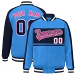 Custom Royal Red-Black Color Block Bomber Varsity Baseball Jacket
