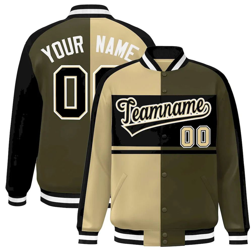 Custom White Crimson-Navy Color Block Bomber Varsity Full-Snap Baseball Jacket