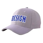 Custom Gray Royal-White Curved Eaves Sport Design Baseball Cap