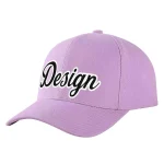 Custom Light Purple White-Black Curved Eaves Sport Design Baseball Cap