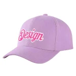 Custom Light Purple White-Orange Curved Eaves Sport Design Baseball Cap