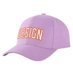 Custom Light Purple White-Orange Curved Eaves Sport Design Baseball Cap