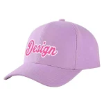 Custom Light Purple Pink-White Curved Eaves Sport Design Baseball Cap