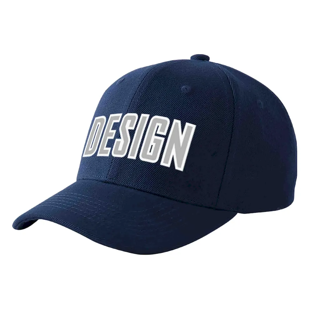 Custom Navy Gold-Navy Curved Eaves Sport Design Baseball Cap