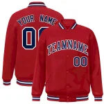 Custom Red White-Navy Letterman Two Tone Classic Style Varsity Full-Snap Jacket