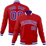 Custom Red Purple-White Classic Style Varsity Full-Snap Letterman Jacket