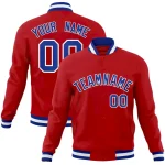 Custom Red Royal-White Classic Style Varsity Full-Snap Letterman Jacket