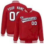 Custom Red White-Navy Classic Style Varsity Full-Snap Letterman Jacket