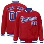 Custom Red Royal-White Classic Style Varsity Full-Snap Letterman Jacket