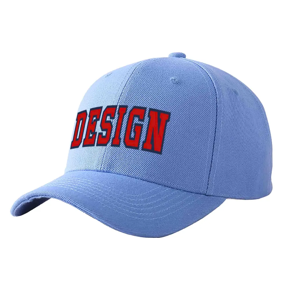Custom Sky Blue White-Royal Curved Eaves Sport Design Baseball Cap