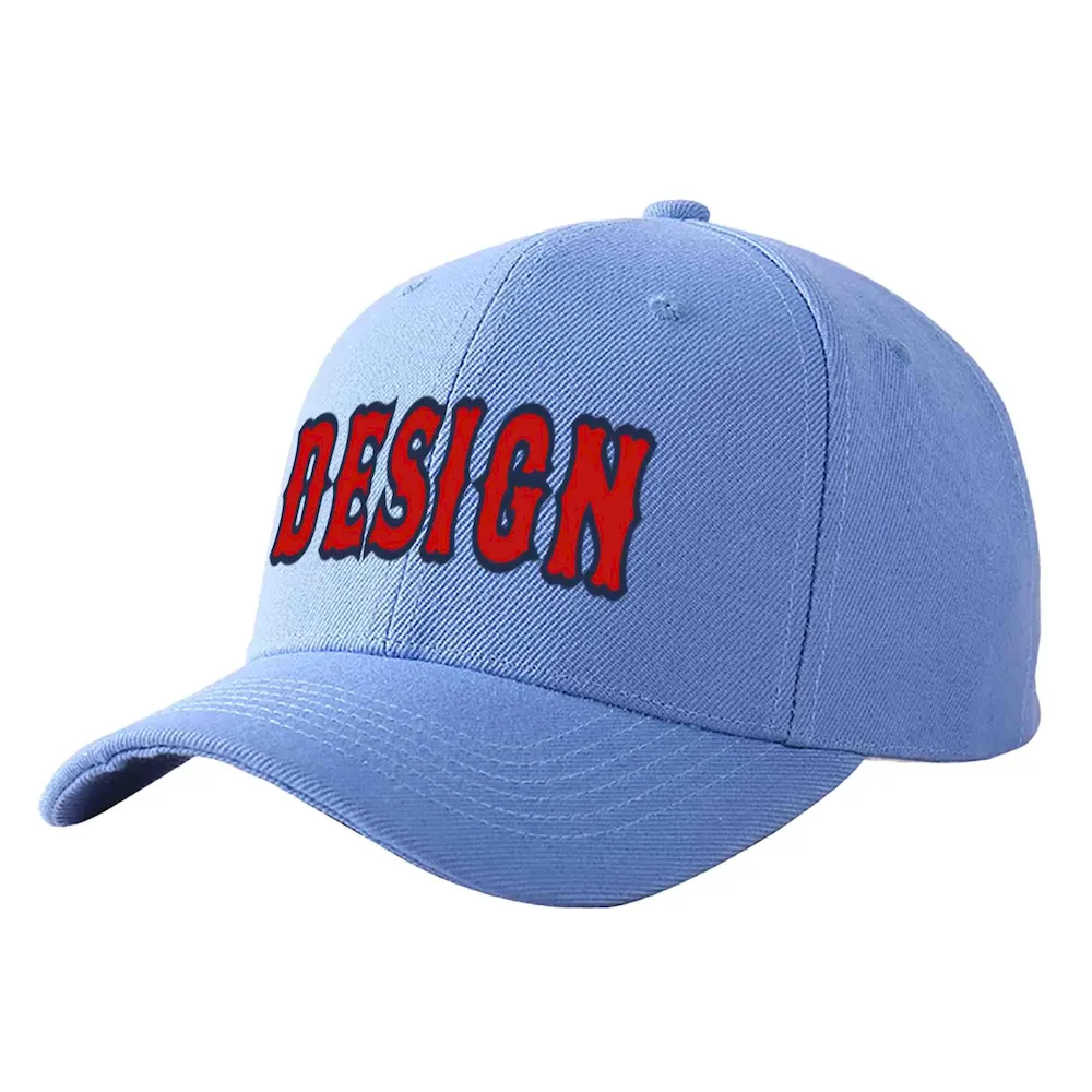 Custom Sky Blue White-Royal Curved Eaves Sport Design Baseball Cap