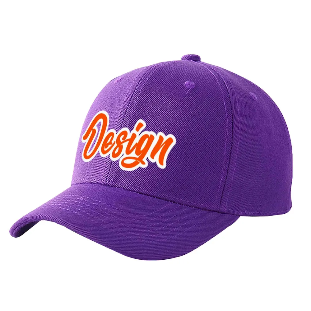 Custom Purple White-Red Curved Eaves Sport Design Baseball Cap