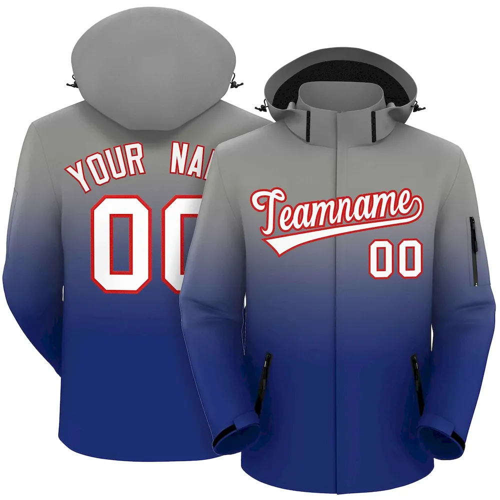 Custom Cardinal Navy Gradient Fashion Outdoor Hooded Waterproof Jacket
