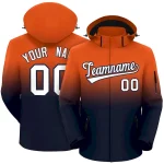 Custom Orange Navy Gradient Fashion Outdoor Hooded Waterproof Jacket