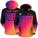 Custom Black Rose Red-Purple Gradient Fashion Personalized Outdoor Hooded Waterproof Jacket