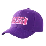 Custom Purple Pink-White Curved Eaves Sport Design Baseball Cap